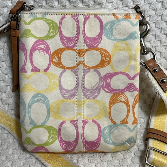 Coach Sig C Multi Colored Pastel Crossbody Bag - Picture 4 of 9